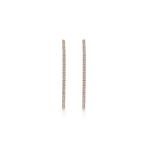 14K Rose Gold French Pavé 50mm Round Inside Out Diamond Hoop Earrings