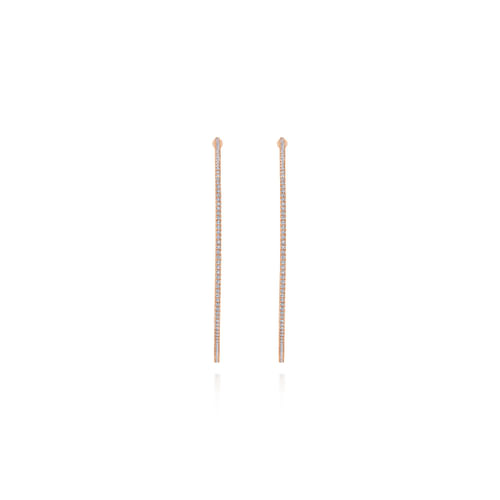 14K Rose Gold French Pavé 70mm Round Inside Out Diamond Classic Hoop Earrings