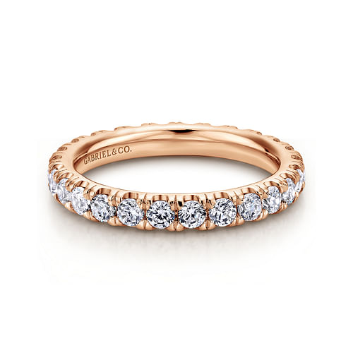 14K Rose Gold French Pavé Diamond Eternity Ring