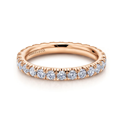 14K Rose Gold French Pavé Diamond Eternity Ring