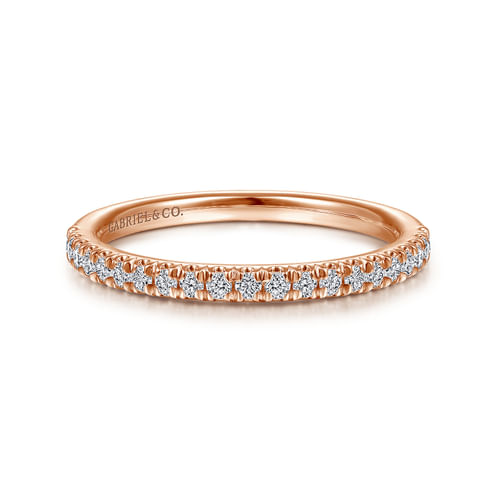 14K Rose Gold French Pavé Diamond Wedding Band