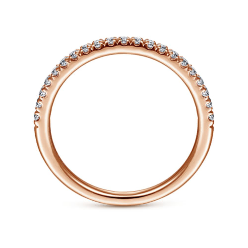 14K Rose Gold French Pavé Diamond Wedding Band