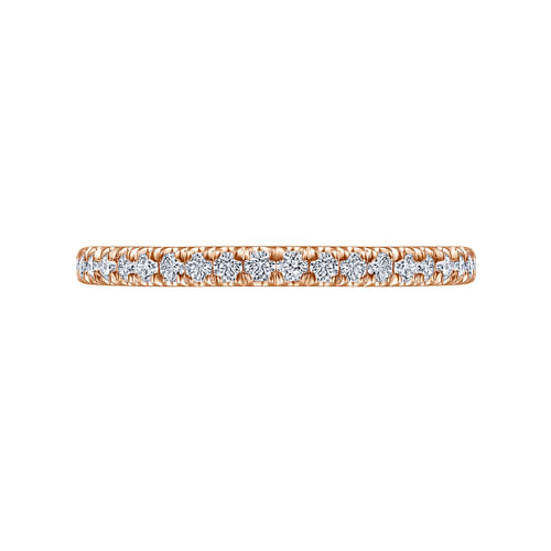 14K Rose Gold French Pavé Diamond Wedding Band