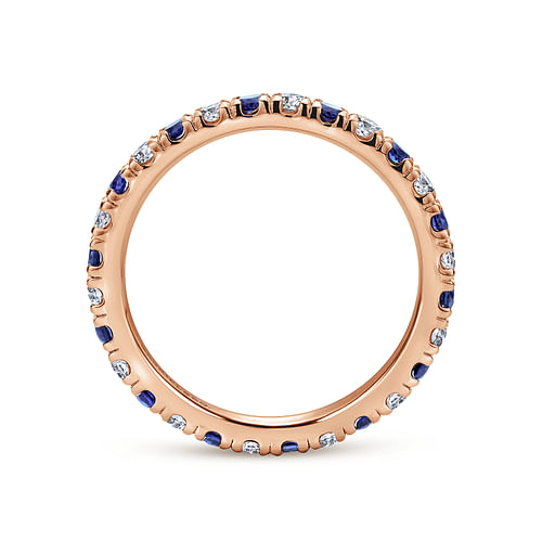 14K Rose Gold French Pavé Sapphire and Diamond Eternity Ring