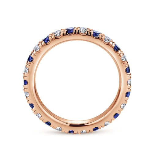 14K Rose Gold French Pavé Sapphire and Diamond Eternity Ring