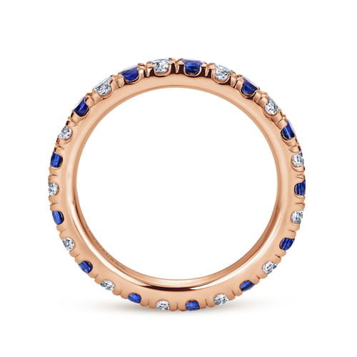 14K Rose Gold French Pavé Sapphire and Diamond Eternity Ring