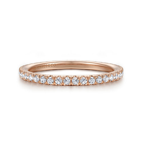 14K Rose Gold French Pavé Set Diamond Eternity Band