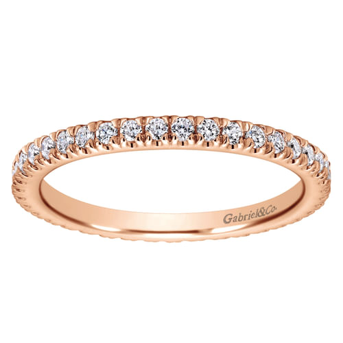 14K Rose Gold French Pavé Set Diamond Eternity Band