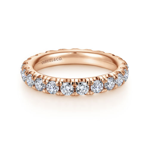 14K Rose Gold French Pavé Set Diamond Eternity Band