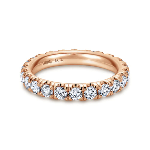 14K Rose Gold French Pavé Set Diamond Eternity Band