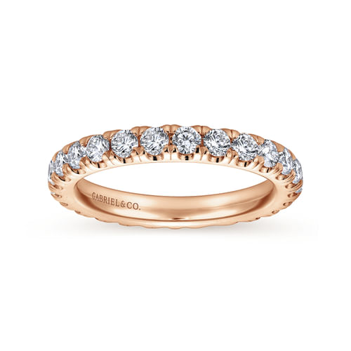 14K Rose Gold French Pavé Set Diamond Eternity Band