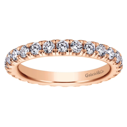 14K Rose Gold French Pavé Set Diamond Eternity Band