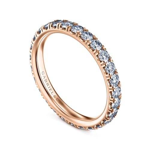 14K Rose Gold French Pavé Set Diamond Eternity Band