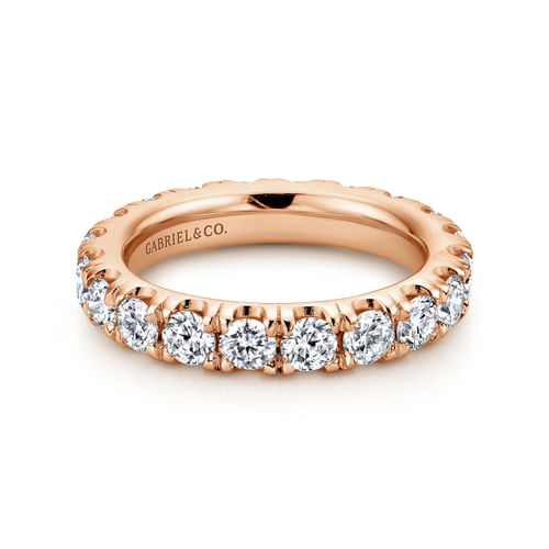 14K Rose Gold French Pavé Set Diamond Eternity Band