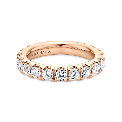14K Rose Gold French Pavé Set Diamond Eternity Band