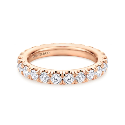 14K Rose Gold French Pavé Set Diamond Eternity Band