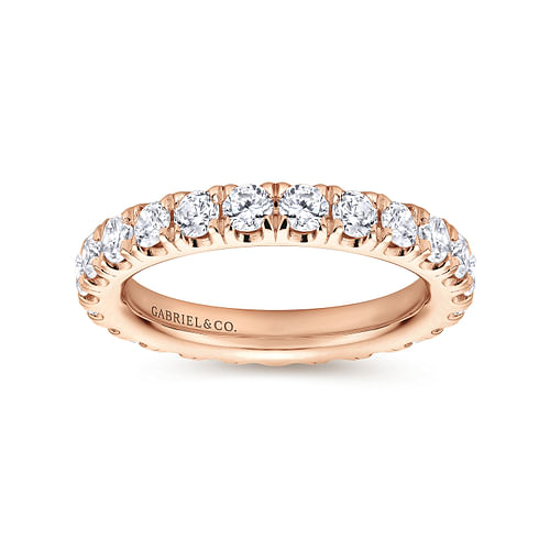 14K Rose Gold French Pavé Set Diamond Eternity Band