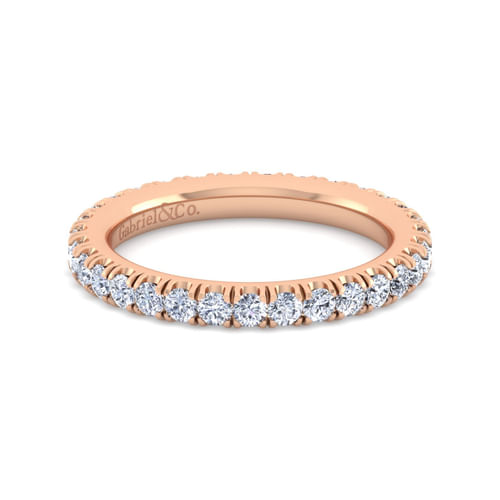 14K Rose Gold French Pavé Set Diamond Eternity Band