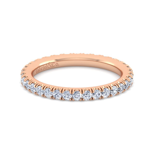 14K Rose Gold French Pavé Set Diamond Eternity Band