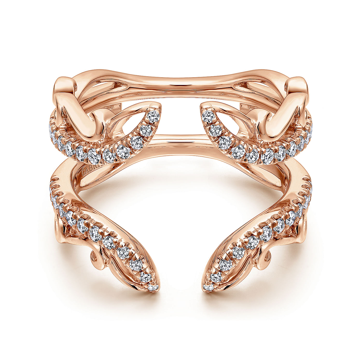 14K Rose Gold French Pavé Set Diamond Ring Enhancer