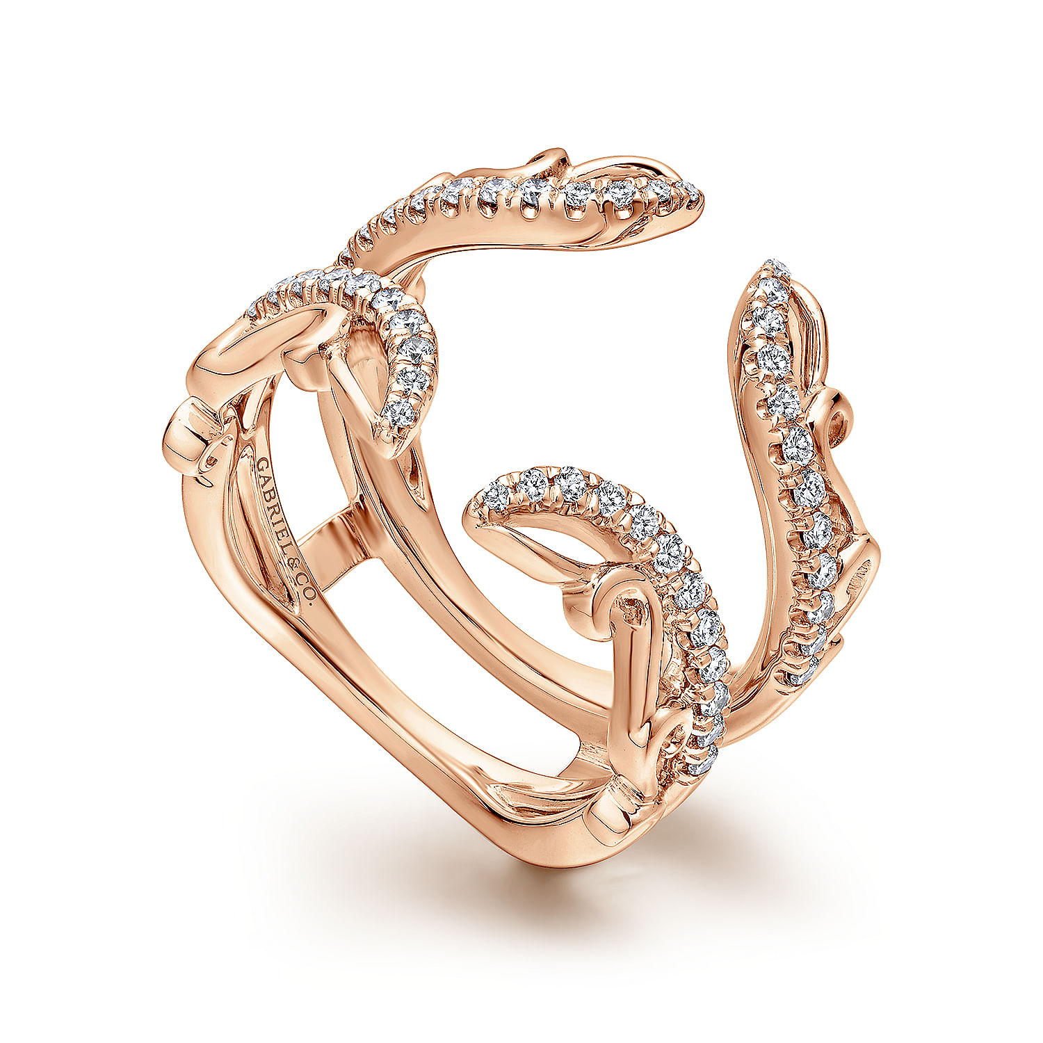 14K Rose Gold French Pavé Set Diamond Ring Enhancer