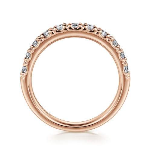 14K Rose Gold French Pavé Set Diamond Wedding Band