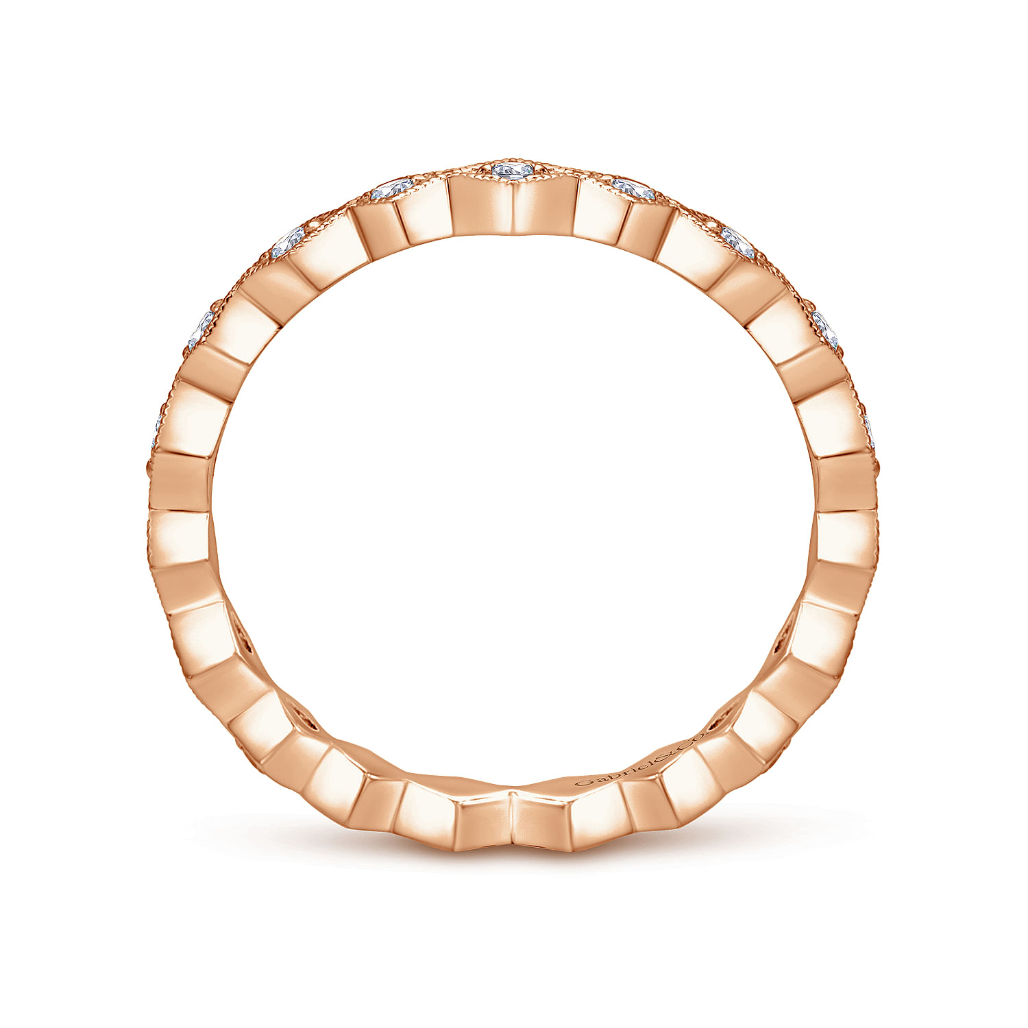 14K Rose Gold Geometric Diamond Stackable Ring