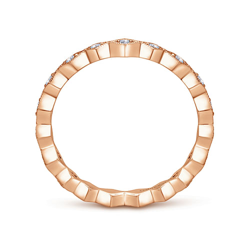 14K Rose Gold Geometric Diamond Stackable Ring