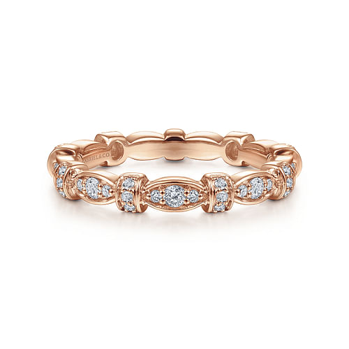 14K Rose Gold Geometric Stackable Diamond Ring