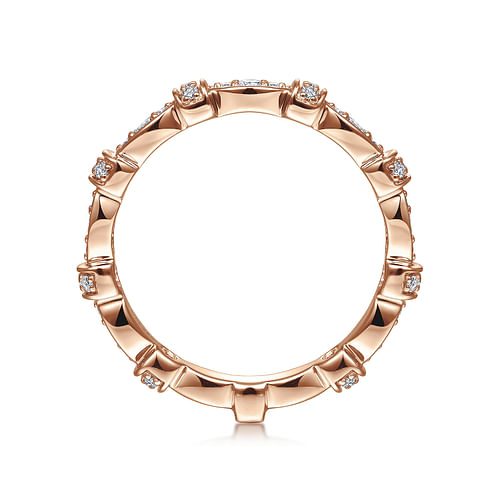 14K Rose Gold Geometric Stackable Diamond Ring