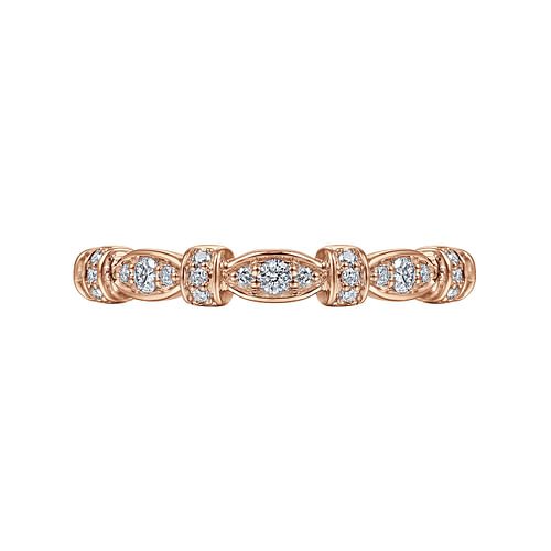 14K Rose Gold Geometric Stackable Diamond Ring
