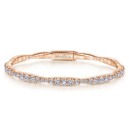 14K Rose Gold Graduating Diamond Station Bangle