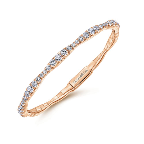 14K Rose Gold Graduating Diamond Station Bangle