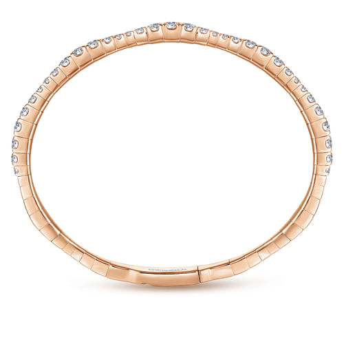 14K Rose Gold Graduating Diamond Station Bangle