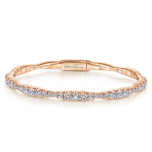 14K Rose Gold Graduating Diamond Station Bangle