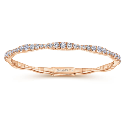 14K Rose Gold Graduating Diamond Station Bangle