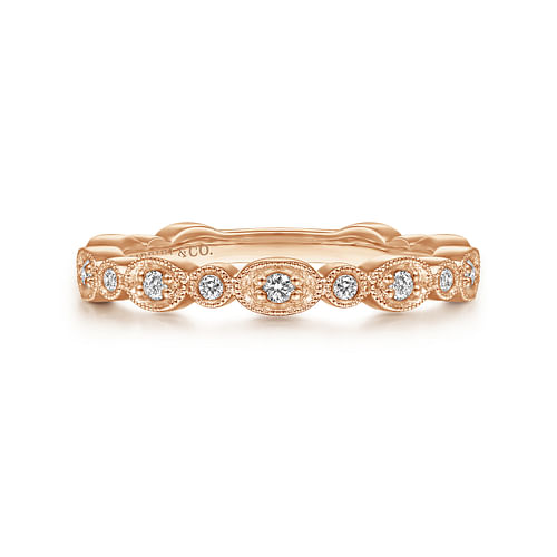 14K Rose Gold Graduating Station Diamond Stackable Ring