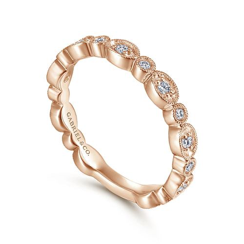 14K Rose Gold Graduating Station Diamond Stackable Ring