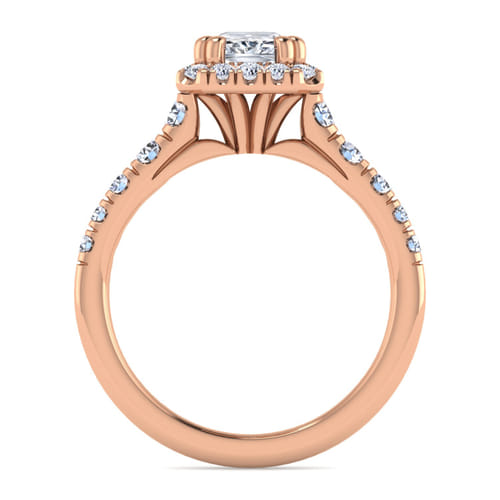 14K Rose Gold Halo Emerald Cut Diamond Engagement Ring 14K Rose Gold Halo Emerald Cut Diamond Engagement Ring