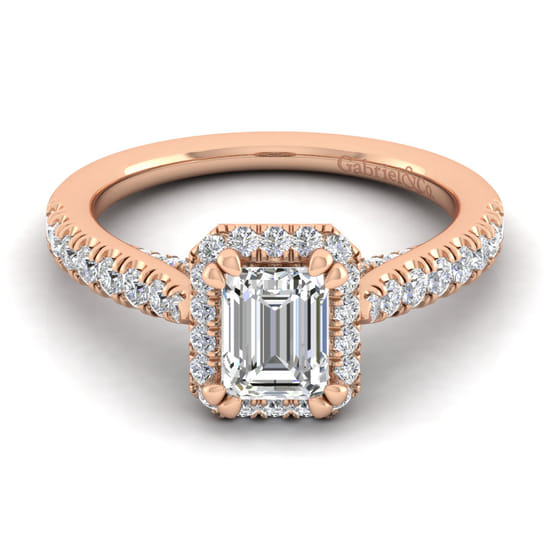 Gabriel - 14K Rose Gold Halo Emerald Cut Diamond Engagement Ring Gabriel - 14K Rose Gold Halo Emerald Cut Diamond Engagement Ring