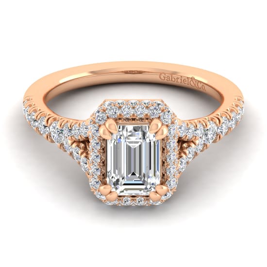 Gabriel - 14K Rose Gold Halo Emerald Cut Diamond Engagement Ring Gabriel - 14K Rose Gold Halo Emerald Cut Diamond Engagement Ring