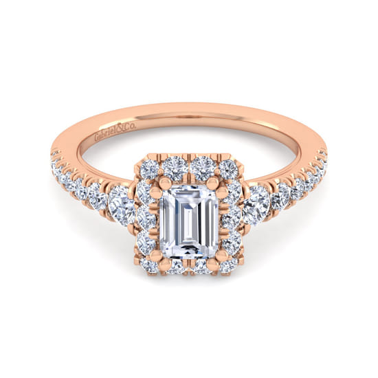 Gabriel - 14K Rose Gold Halo Emerald Cut Diamond Engagement Ring Gabriel - 14K Rose Gold Halo Emerald Cut Diamond Engagement Ring
