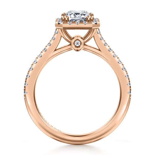 14K Rose Gold Halo Emerald Cut Diamond Engagement Ring 14K Rose Gold Halo Emerald Cut Diamond Engagement Ring