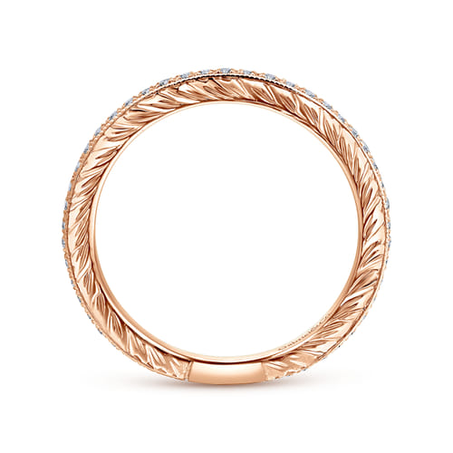 14K Rose Gold Hand Carved Stackable Diamond Ring 14K Rose Gold Hand Carved Stackable Diamond Ring