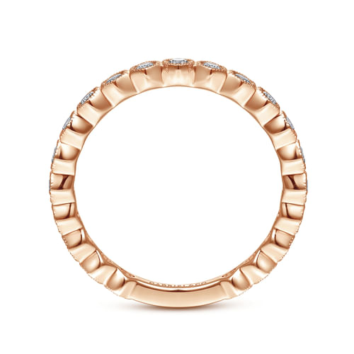 14K Rose Gold Hexagonal Station Stackable Diamond Ring