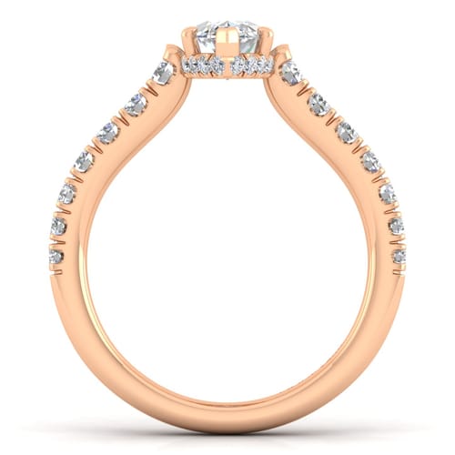 14K Rose Gold Hidden Halo Marquise Shape Diamond Engagement Ring