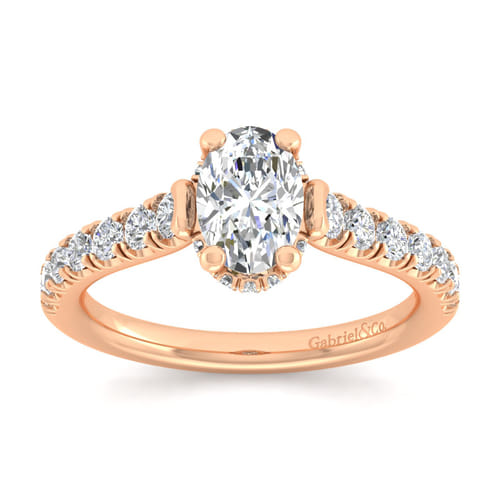14K Rose Gold Hidden Halo Oval Diamond Engagement Ring 14K Rose Gold Hidden Halo Oval Diamond Engagement Ring