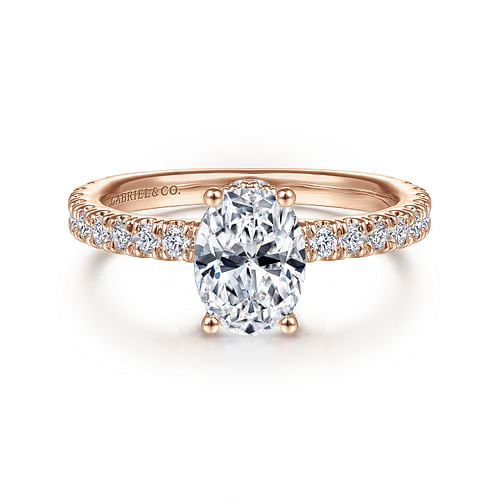 14K Rose Gold Hidden Halo Oval Diamond Engagement Ring