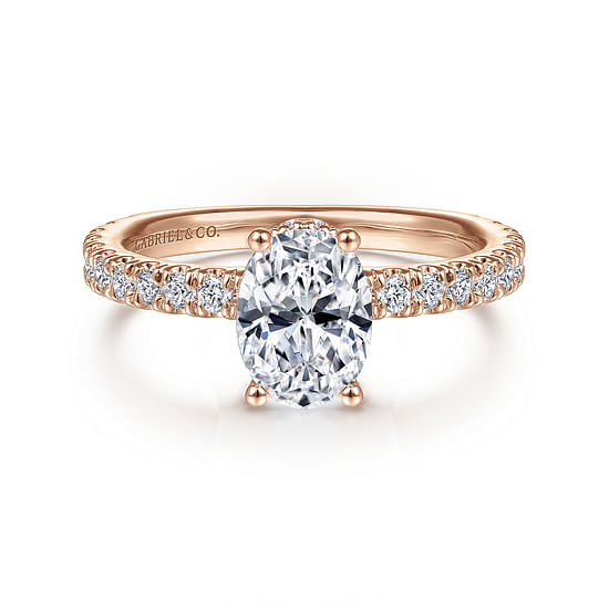 Gabriel - 14K Rose Gold Hidden Halo Oval Diamond Engagement Ring