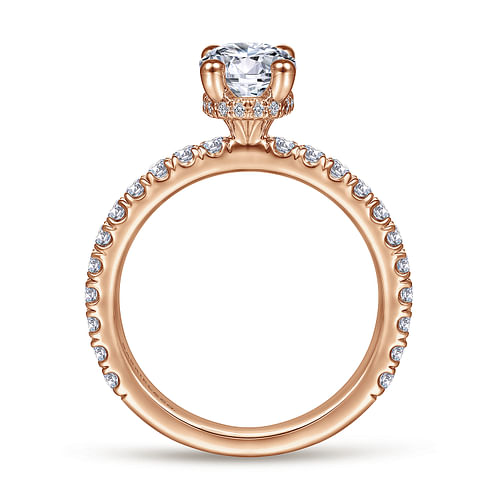 14K Rose Gold Hidden Halo Oval Diamond Engagement Ring